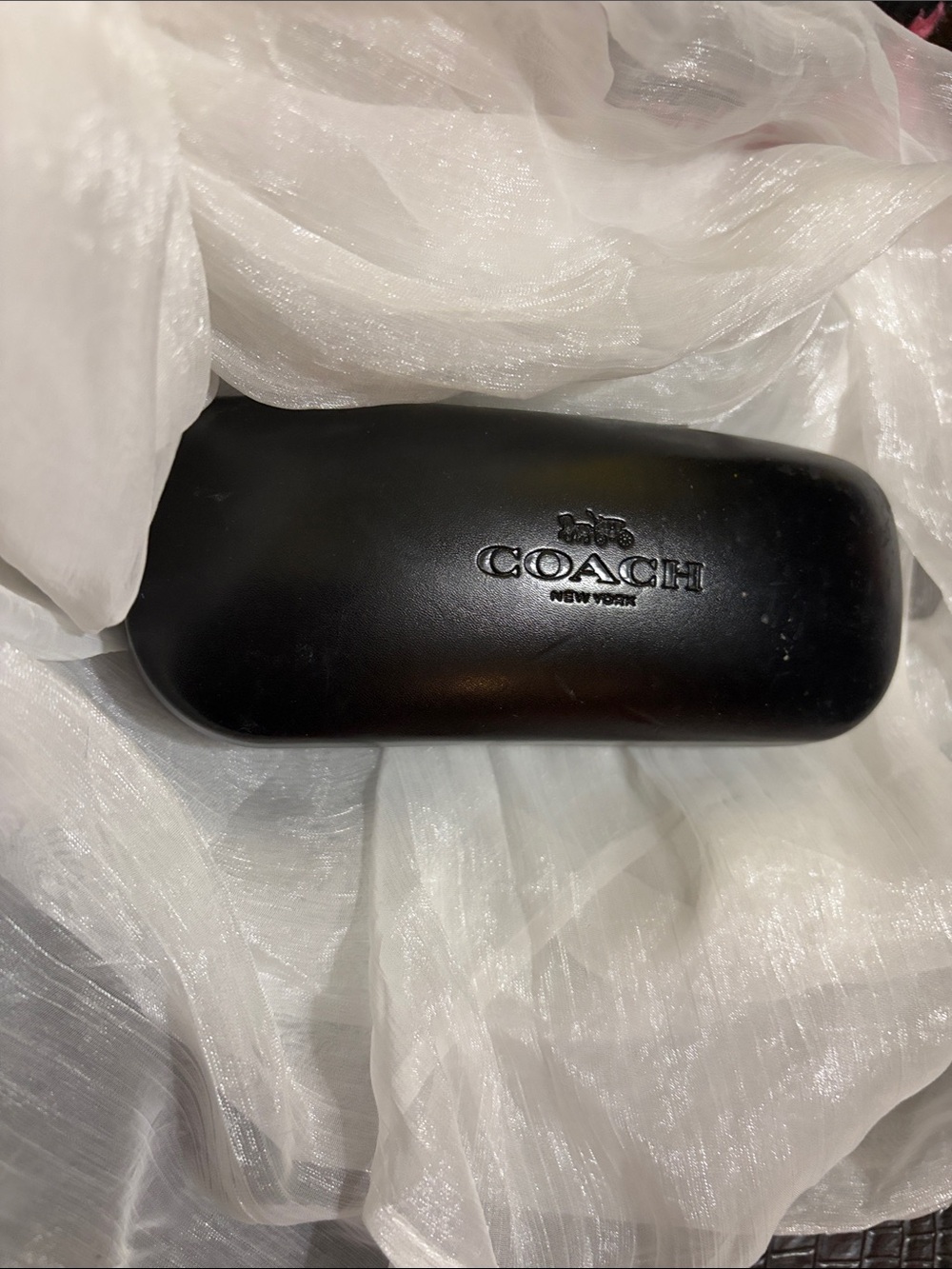 Coach Black Hard Sunglasses Case with Embossed Logo